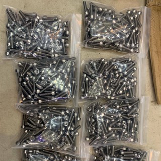 Ốc titanium GR5 phôi trắng 4 ly 2 phân đầu trụ
