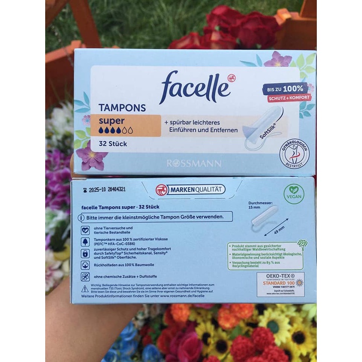 Băng vệ sinh Tampon Facelle Đức đầy đủ size