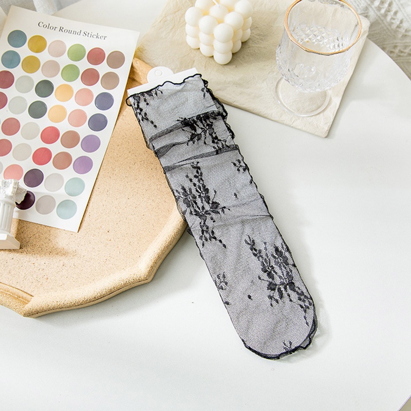 Xixi Đôi Tất Lưới Mỏng Phối Ren Hoa Phong Cách Lolita Ngọt Ngào Dành Cho Nữ