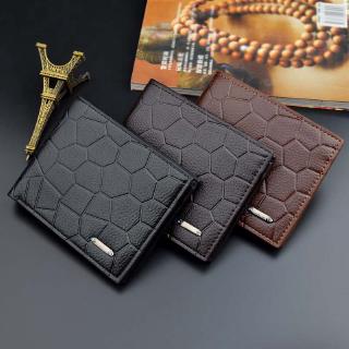Men's Short Wallet Stone Pattern Portable Folding Wallet Bag Soft Leather Wallet