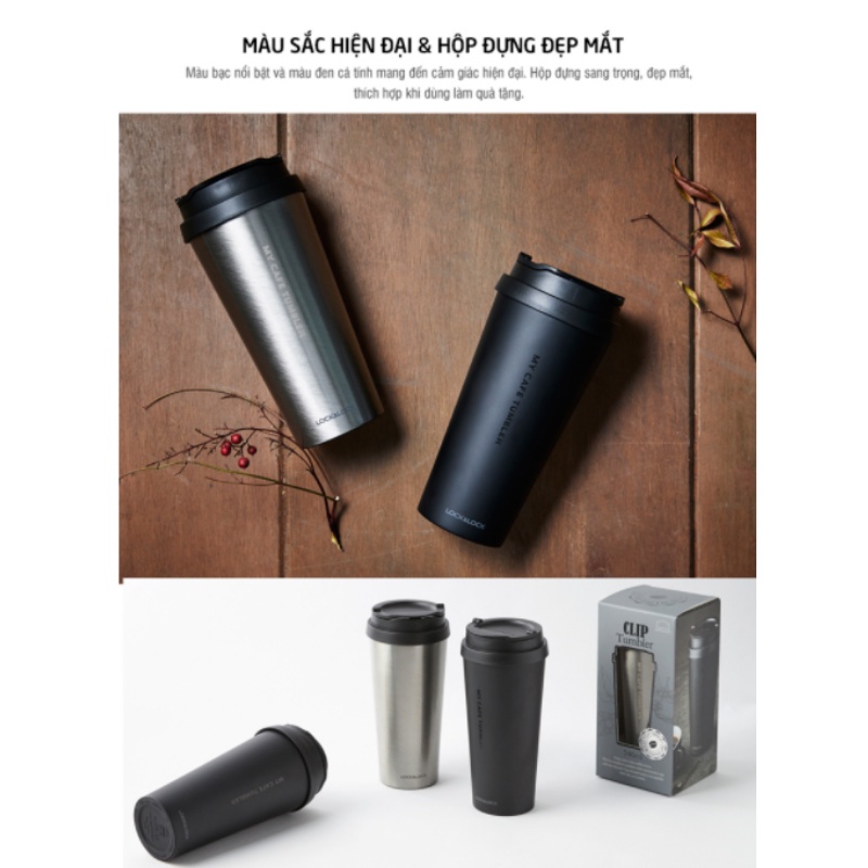 Ly Giữ Nhiệt Lock&Lock Clip Tumbler LHC4151 - Hàng Chính Hãng, Bằng Thép Không Gỉ Inox 304, Kèm Ống Hút