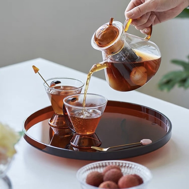 Set trà Orange Tea màu hô phách chất liệu thủy tinh cao cấp