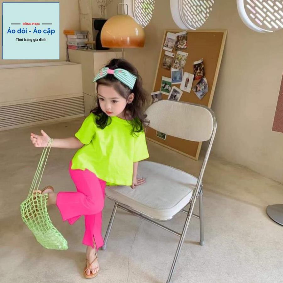 Đồ bộ bé gái áo form rộng, quần ôm body thời trang, sành điệu, thun cotton - Quần áo trẻ em - Áo Đôi (Xanhbơ)(210575)