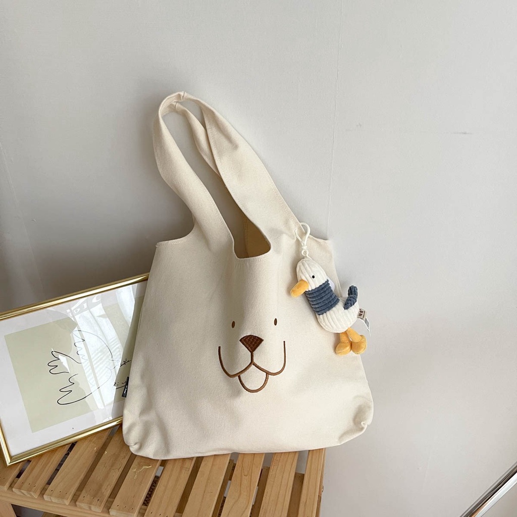 Túi vải canvas Bag.Thanhthu dáng liền thân quai tròn hoạ tiết đáng yêu 556