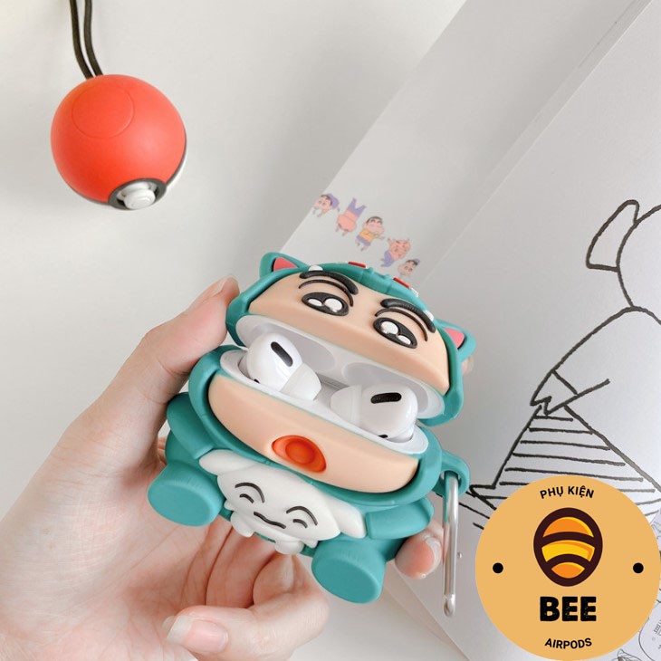 Case Airpod 1 2 Pro Vỏ Bọc Airpods Đựng Tai Nghe Airpod 1 2 Pro Cậu Bé Shin Cosplay Cực Cute Bằng Silicon Dẻo - BEE SHOP