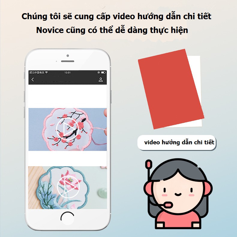 Thêu Handmade/Phụ Kiện/Móc khoá/kẹp sách DIY thêu hoa