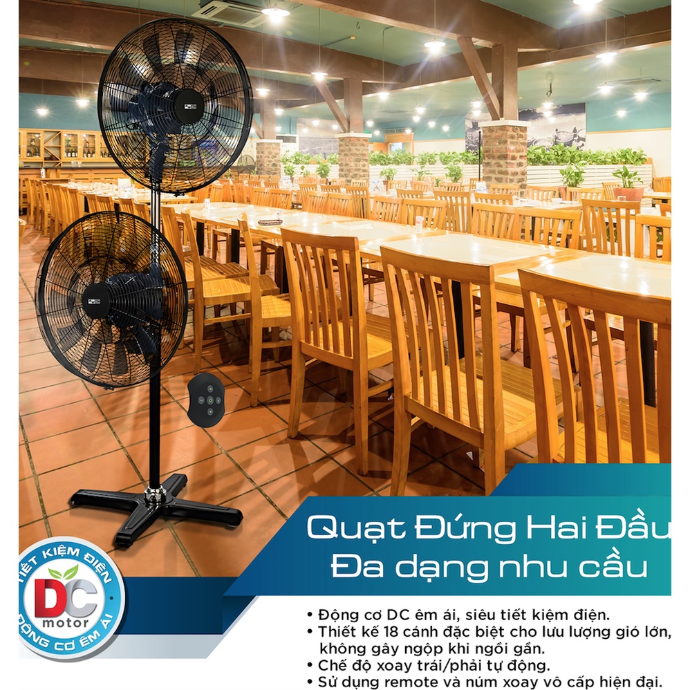 Quạt đứng công nghiệp 2 đầu AC AIS02D1818, màu đen , bảo hành 24 tháng