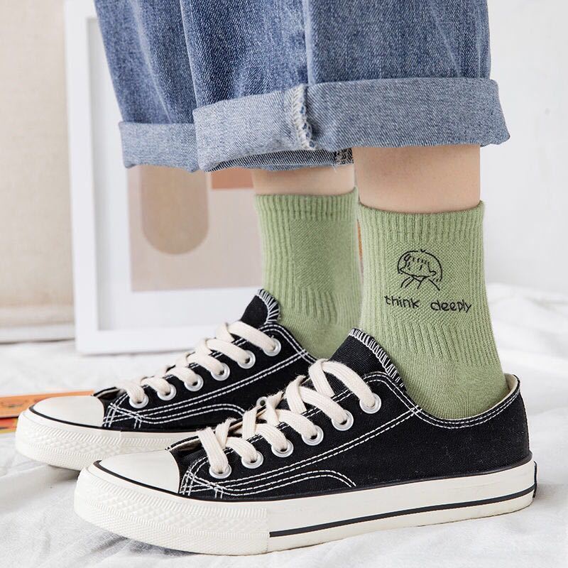 Vớ Thể Thao Ống Lửng Màu Sắc Trơn Phong Cách Hàn Quốc Cho Nam Và Nữ