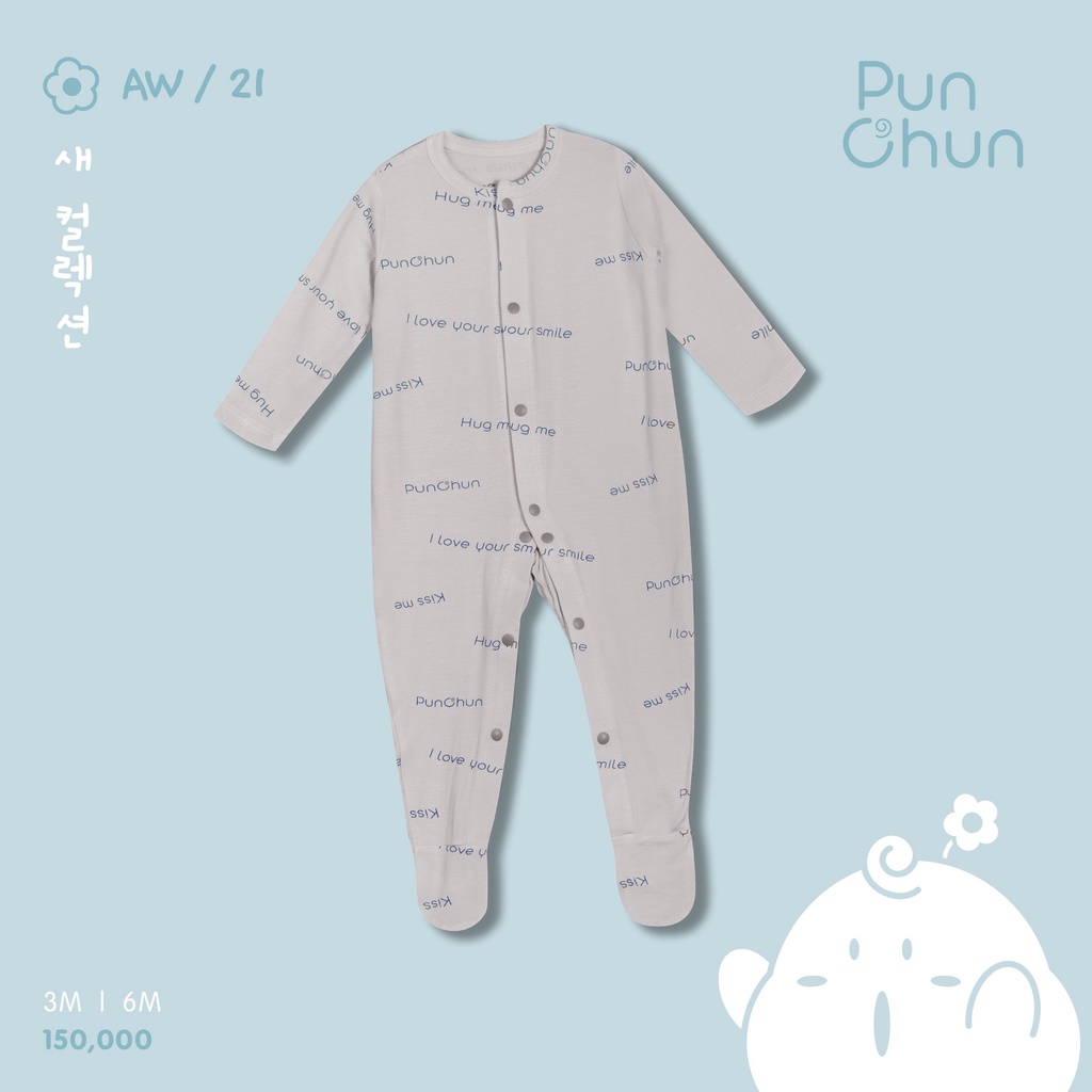 Punchun body sơ sinh dài tay có tất [AW21-D2107]