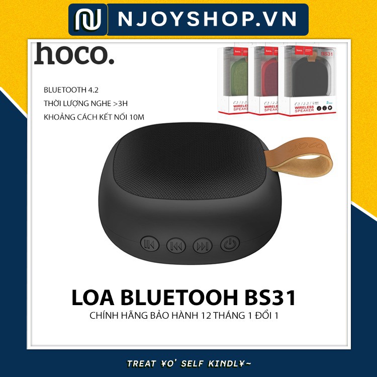 LOA BLUETOOTH HOCO BS31 CHÍNH HÃNG V4.2 600MAH KÈM CÁP SẠC VÀ CÁP ÂM THANH