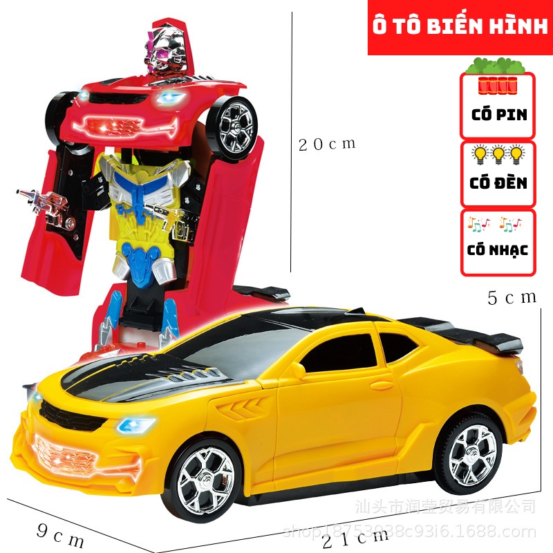 Đồ chơi ô tô biến hình thành Robot - chạy pin - phát nhạc, transform