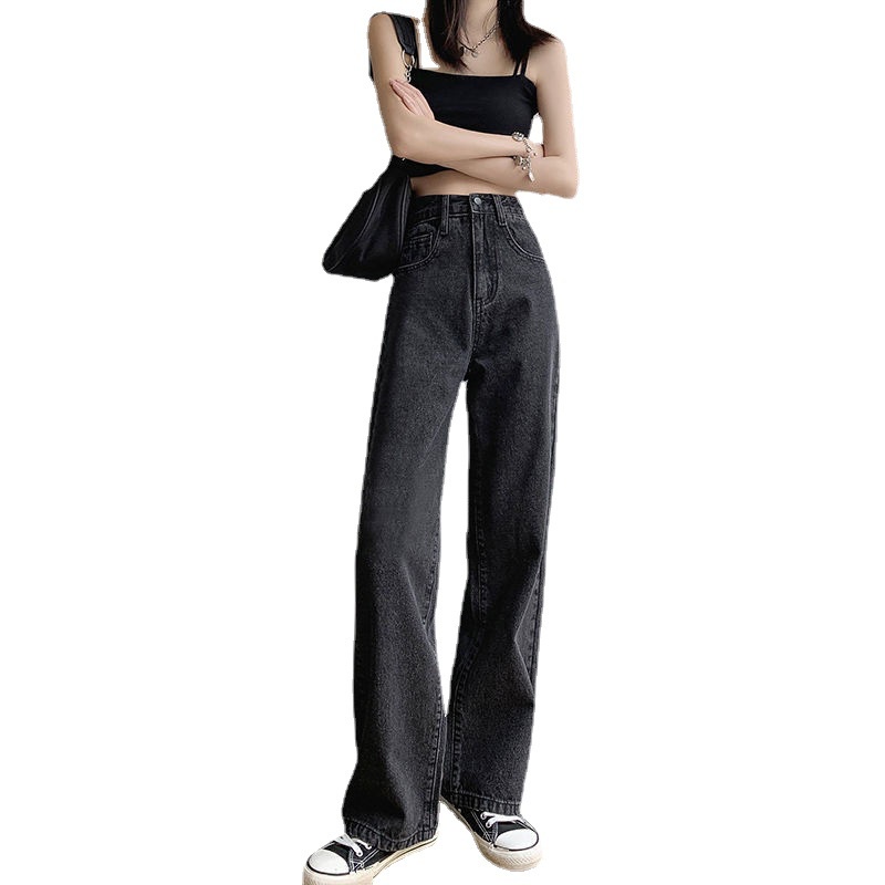 Quần jeans nữ ống suông rộng đen nam nữ unisex phong cách ulazzang hàn quốc siêu Chất YuMi official store Mã 31 | BigBuy360 - bigbuy360.vn