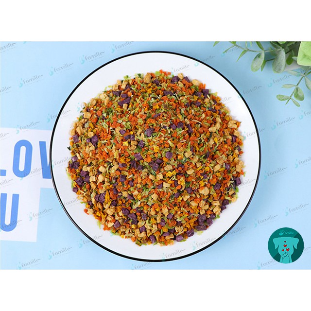 [GIÀU VITAMIN]Rau Củ Ngũ Vị Sấy Khô Cho Thú Cưng, Thức Ăn Bổ Sung Chất Xơ JFamille, Hỗ Trợ Tiêu Hóa, Gói 100gr - JF01