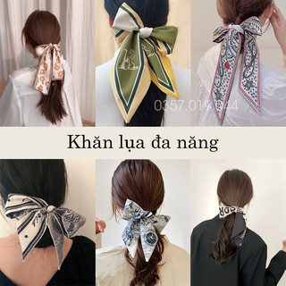 Dây buộc tóc vải thời trang hot trend bandana, khăn lụa dài quàng cổ, quấn túi đa năng phong cách hàn quốc