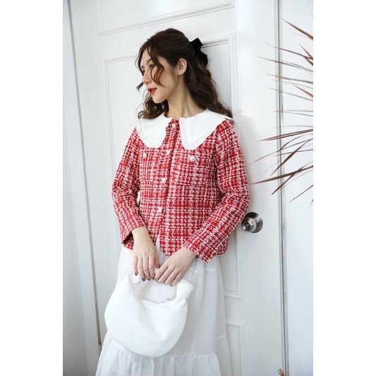 Áo Dạ Tweed Phối Cổ Trắng | BigBuy360 - bigbuy360.vn