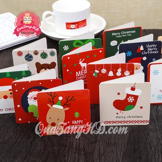 Có bì combo 10 thiệp chúc mừng noel giáng sinh 7x7 cao cấp giá sỉ 24 kiểu 3