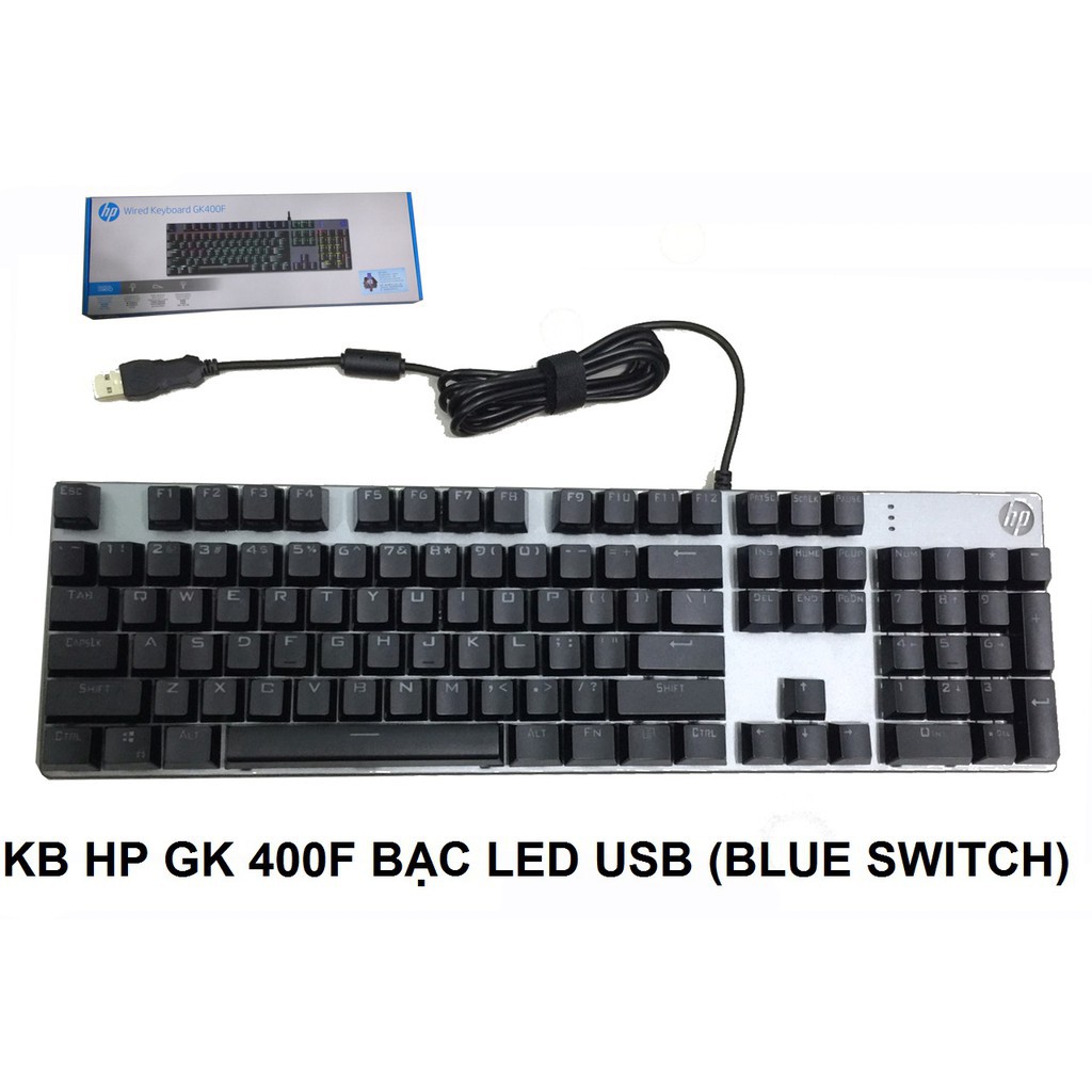 [Mã ELMS5 giảm 7% đơn 300K] phím cơ, bàn phím HP GK 400F BẠC LED USB BLUE SWITCH