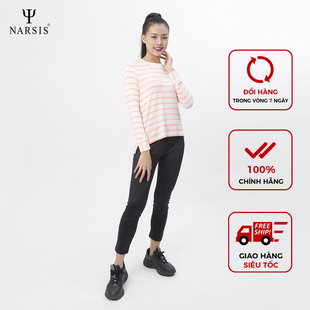 Áo len nữ Narsis L0021 màu trắng ngà kẻ hồng