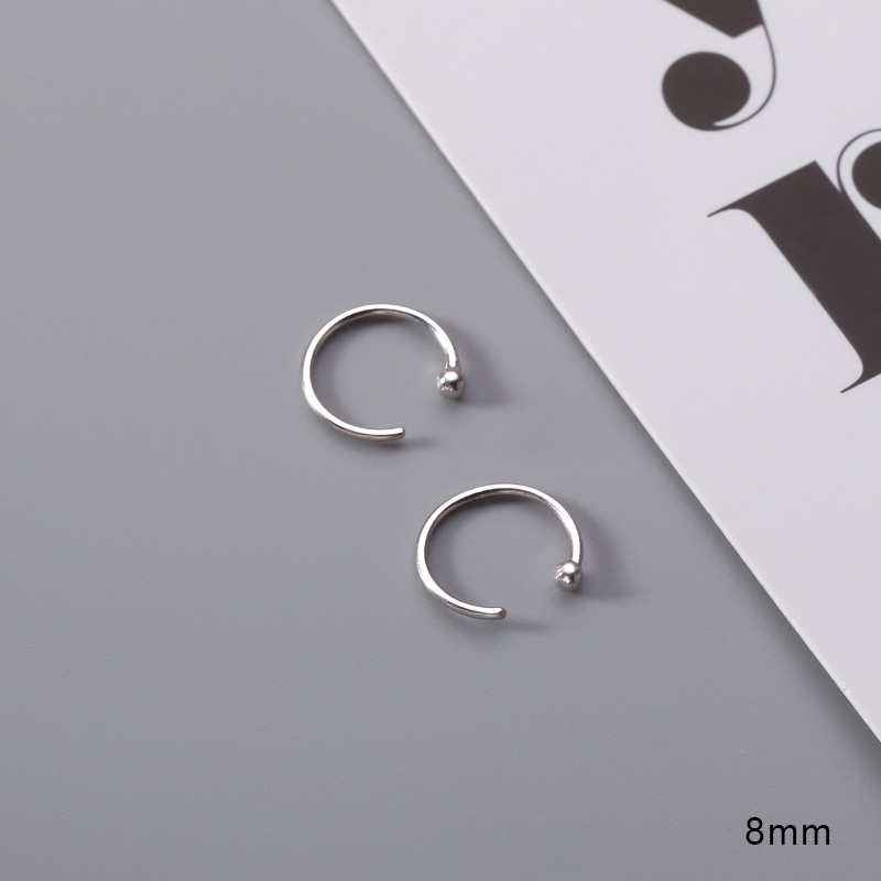 Khuyên tai tròn mạ bạc 925 thiết kế 6mm-10mm