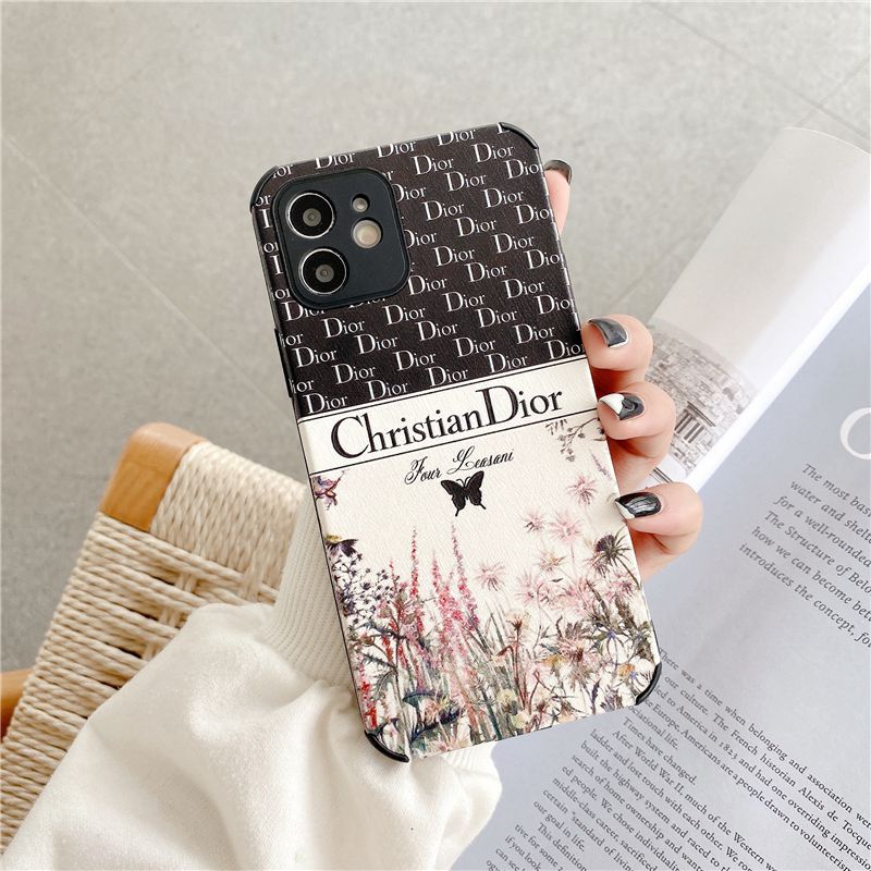 Ốp điện thoại da in logo Dior sang trọng thích hợp cho iphone 7 8 plus x xr xs max 11 pro max se 12 13 pro max