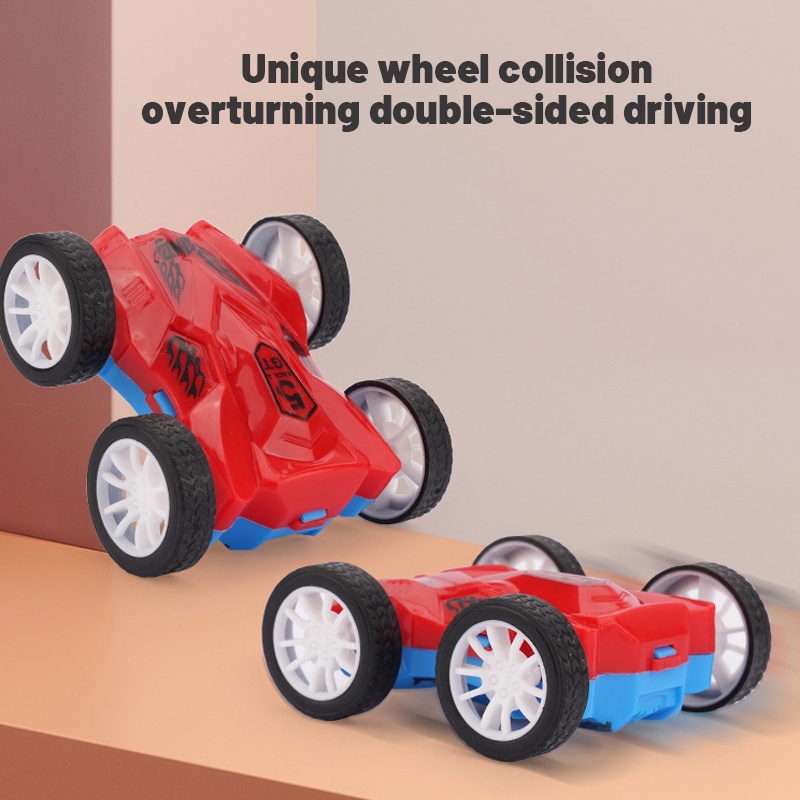 ZHAN QI TOYS Đồ chơi mô hình xe hơi họa tiết hoạt hình hai mặt dễ thương cho bé trai