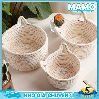 Rổ đan đựng đồ có quai cầm màu pastel xinh xắn xqy 93