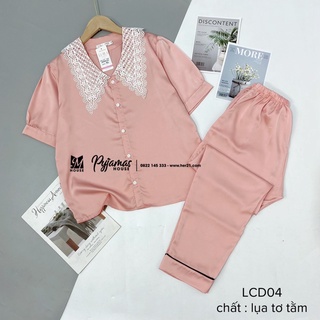 Đồ Bộ Lụa Satin Mặc Nhà Quần Dài Tay Ngắn