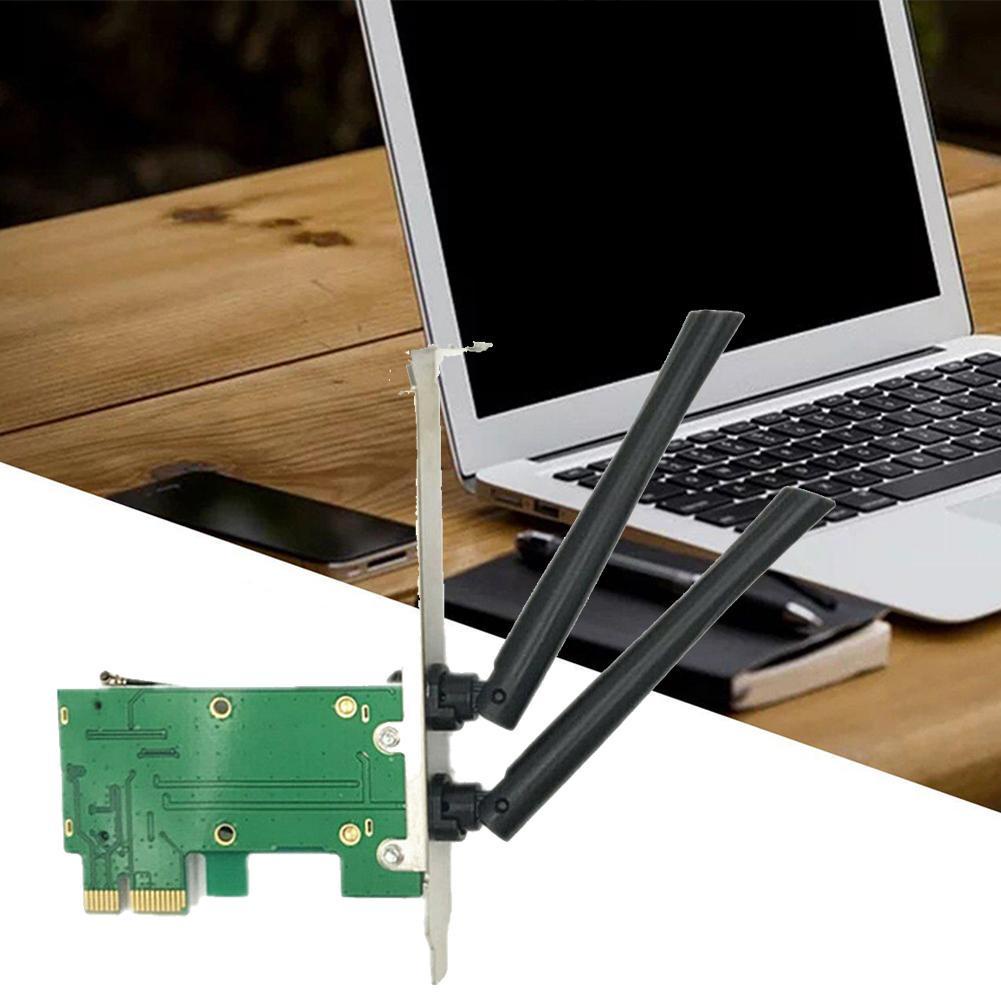 Thẻ Mạng Không Dây Wifi Mini Pcie Sang Pci-E 1x + 2 Ăng Ten I0I8