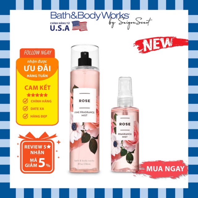 Xịt Thơm Toàn Thân Bath and Body Works hương Rose