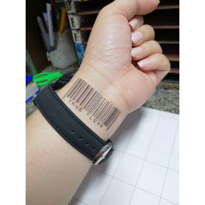 Hình xăm tatoo wifi mã vạch d26. Xăm dán tatoo mini tạm thời, size &lt;10x6cm