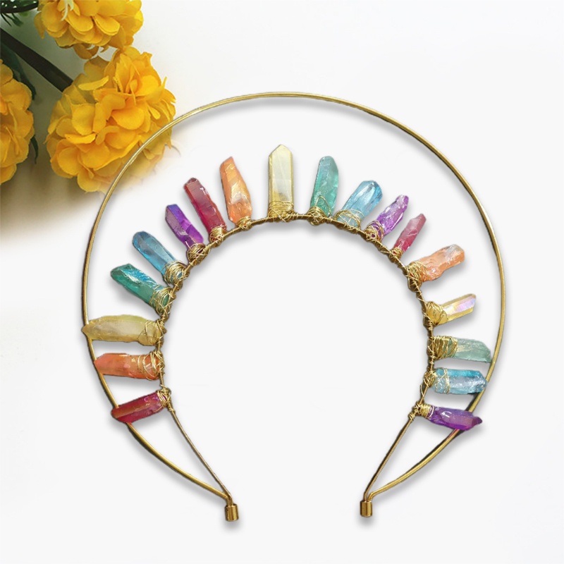 Băng Đô Cài Tóc Hình Vương Miện Đính Pha Lê Nhiều Màu Sắc Phong Cách Cổ Điển DIY