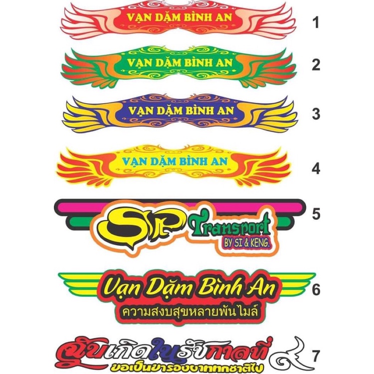 [Có sẵn] [FreeShip] TEM DECAL CHO XE TẢI MẪU CHỮ " VẠN DẶM BÌNH AN " 15MẪU CHỮ THÁI- CHỮ VIỆT