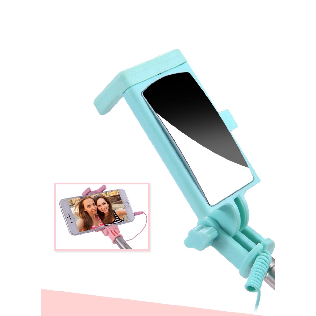 Gậy chụp hình tự sướng có gắn gương gập lại được dùng cho IPhone 5s 6 6s Samsung Xiaomi Huawei