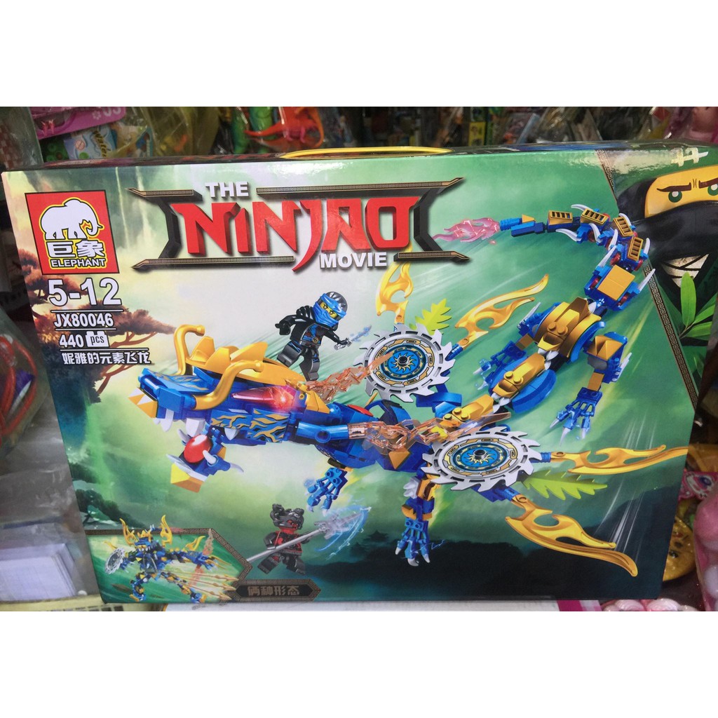 Ninjago_ Lego ninja - bộ lắp 2 in 1 biến hình rồng và siêu nhân của ninja xanh dương - JX80046 (018) - 440 miếng