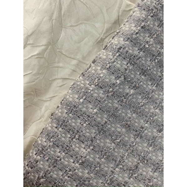 Dạ tweed kẻ nhũ 3 màu siêu sang