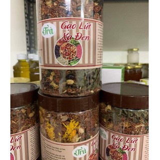 Trà gạo lứt xạ đen thảo mộc thải độc mát gan hộp 500g