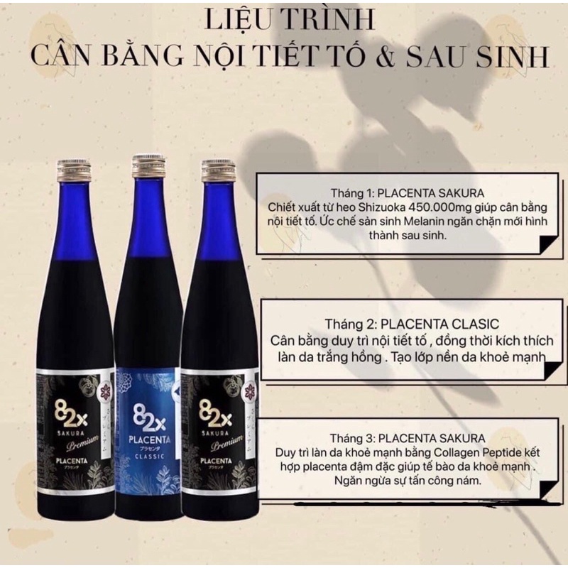 Nước Uống Đẹp Da Collagen 82X Sakura Premium và Placenta 82X Sakura Premium 500ml CHÍNH HÃNG