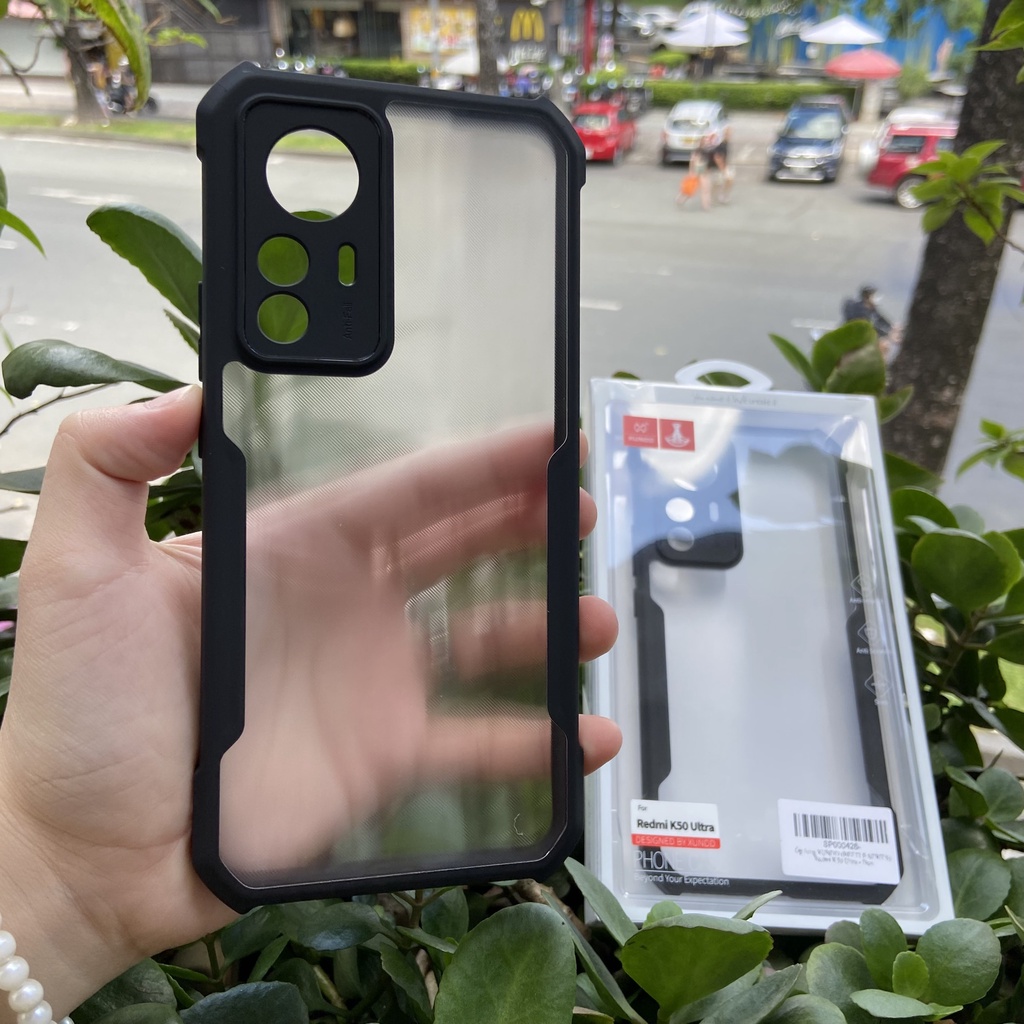 Ốp lưng XUNDD Redmi K50 Ultra dùng chung Xiaomi 12T - Lưng trong, Viền TPU Đen, Chống sốc