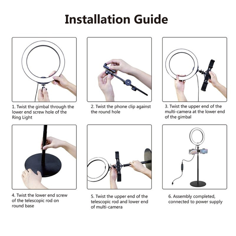 Vòng Đèn KAXOE Bóng LED 6 Inch Gắn Điện Thoại Hỗ Trợ Chụp Ảnh Selfie