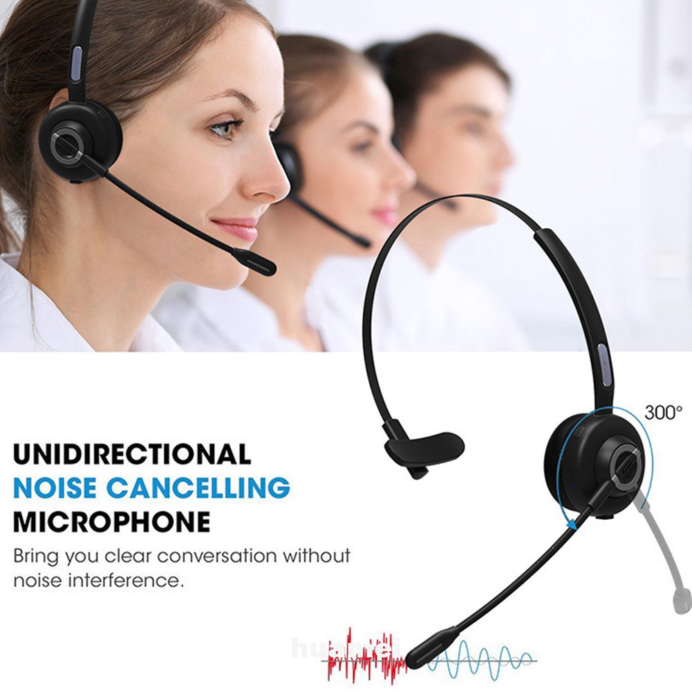 Call Center Video Conference Truck Driver Wireless Rechargeable Noise Cancelling Business Handsfree Bluetooth Headset