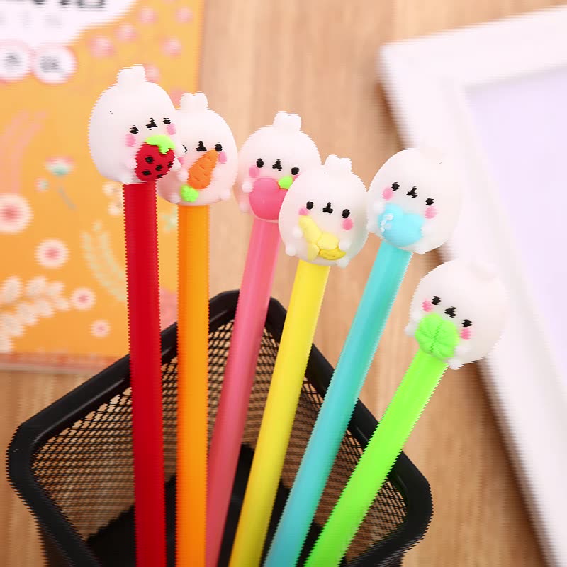Bút Mực Gel Hình Thỏ Trái Cây Hoạt Hình Dễ Thương Dành Cho Học Sinh/Văn Phòng