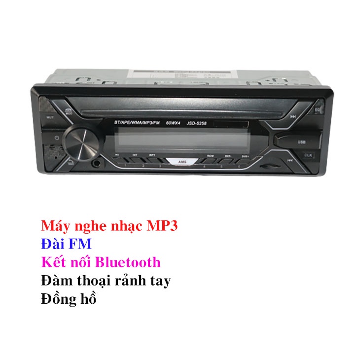 Máy nghe nhạc Ô tô, đài FM cho oto, máy nghe nhạc MP3 Bluetooth xe hơi JSD-5258-12V