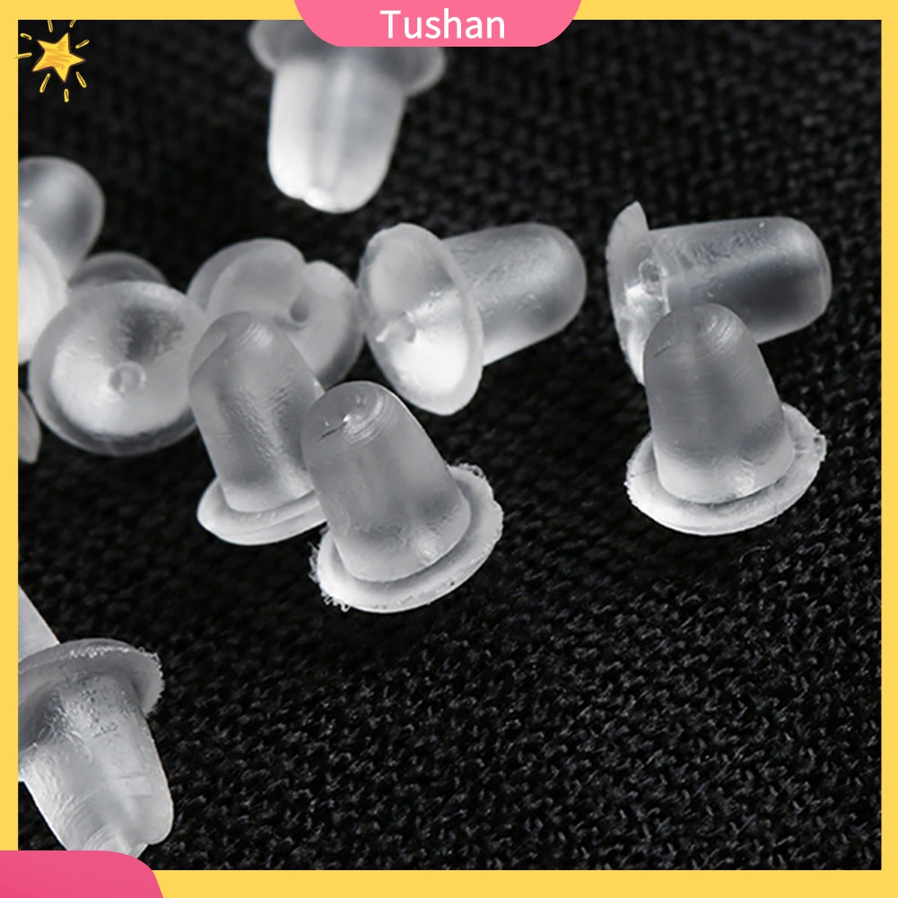 Set 100 Nút Chặn Bông Tai Bằng Nhựa Mềm Trong Suốt
