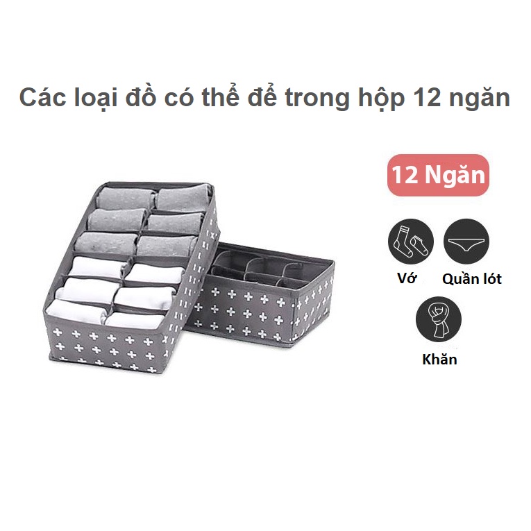 [Mã LIFEBKM1 giảm 10% tối đa 1 triệu đơn từ 500k] Hộp Đựng Đồ Lót 12 Ngăn- Morning House