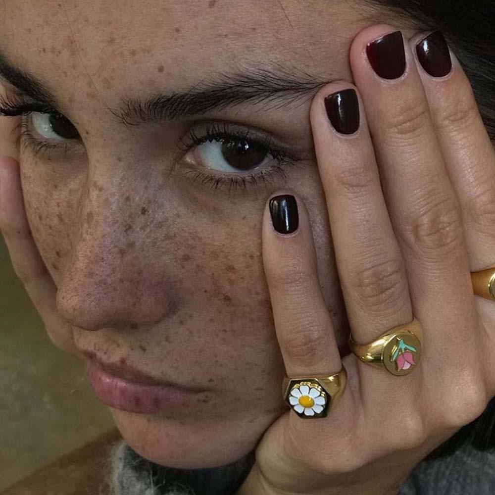 Nhẫn Kim Loại Hình Hoa Cúc Âm Dương Thời Trang Hàn Quốc Cho Nữ