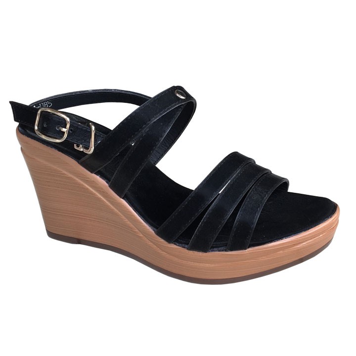 [HÌNH ẢNH THẬT] Dép nữ sandal Trường Hải màu đen đế xuồng 9.5cm thời trang cao cấp SDN1022