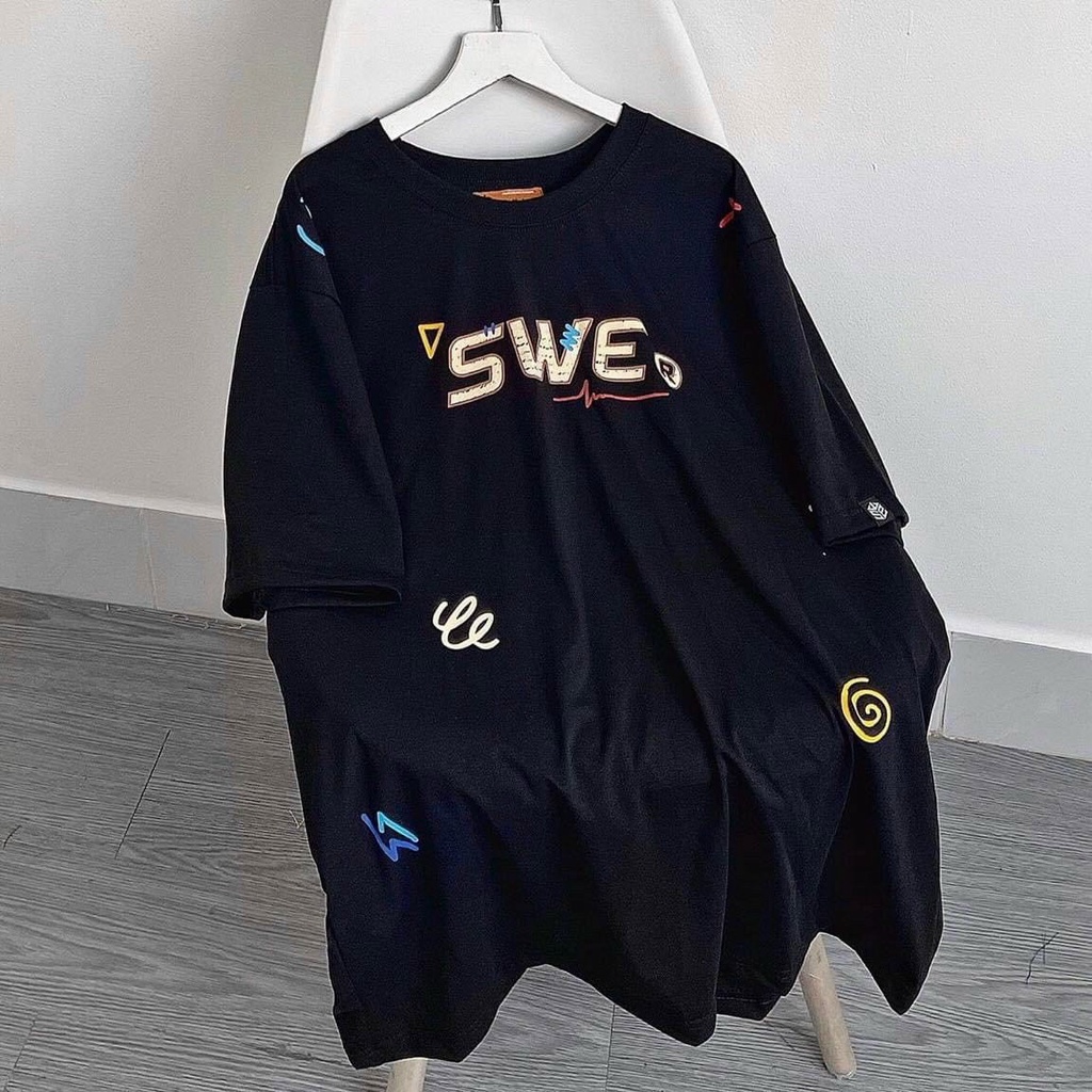 Áo thun SWE 90S TEE - BLACK Unisex Nam Nữ Form Rộng Tay Lỡ Màu Đen