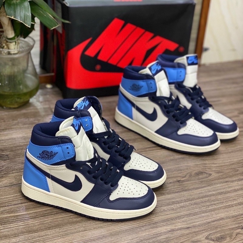 Giày thể thao nam nữ CT Jordan xanh đen cổ cao,⚡️FREE_SHIP⚡️ giày JD 1 xanh than hight S cấp full hộp