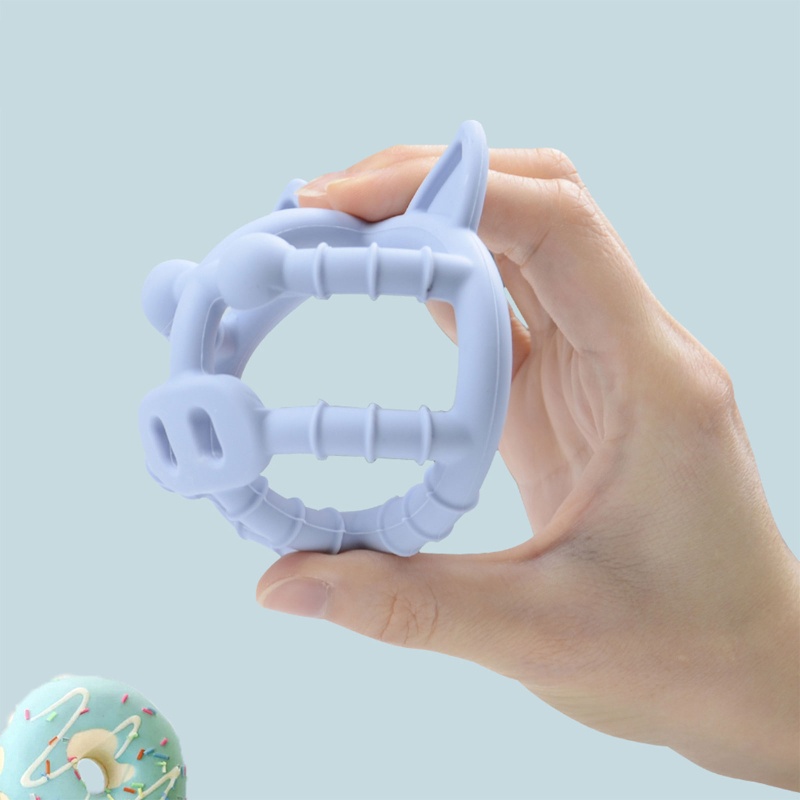 Vòng Đồ Chơi Ngậm Mọc Răng Hình Chú Heo Bằng Silicone Dành Cho Bé Sơ Sinh