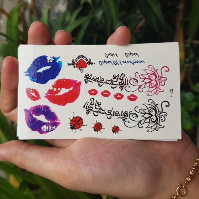 Hình xăm tatoo môi chữ I25. Xăm dán tatoo mini tạm thời, size &lt;10x6cm